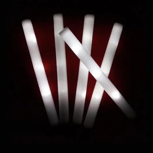 25 bâtons de mousse lumineux LED 48 x 4 cm blancs mariage, fête, concert, livraison 1-3 jours
