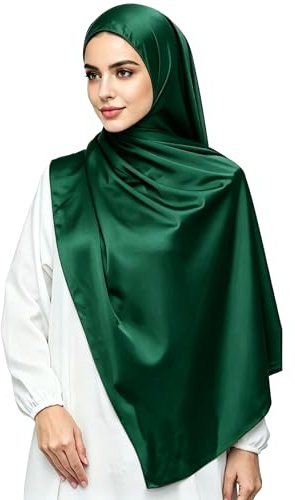 Lina & Lily Luxus-Satin Hijab Kopftuch Schal für Muslimische Frauen Extra Langer