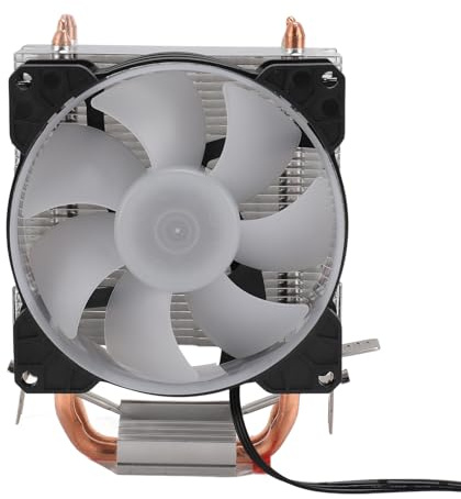 CPU Air Cooler, RGB Lighting CPU Cooler 90mm Cooling Fan for LGA115X LGA1366 LGA775 LGA1200 LGA2011, for AM4 AM3 Plus AM3 FM2 Plus FM1, Dual Copper Pipes