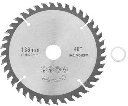 OTOTEC TCT Spezial-Kreissägeblatt, 136 x 20 x 1,6 mm, 40 Zähne, kompatibel mit Makita DSS501Z, max. 7000 U/min, zum Schneiden von Holz, Kunststoff, Aluminium, Kupfer, 1 Set