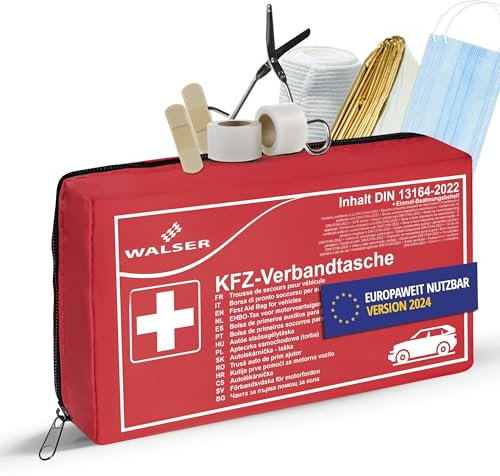 Walser Erste Hilfe Set Auto, Verbandskasten Auto Auszeichnung Sehr Gut*, Auto Verbandskasten 2024, Erste Hilfe Kasten, Verbandskasten Auto 2024, Erste Hilfe Auto, KFZ Verbandkasten DIN 13164 rot
