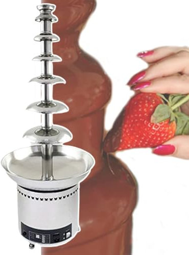 4-7 Tiers Electric Chocolate Fondue Fountain Machine, Stainless Steel Chocolate Melting Machine, Melts Cheese Fondue Fountain, Dip Strawberries,Apple Wedges,Vegetables,7tiers