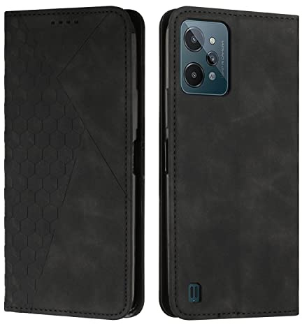 KOUYI Compatible con OPPO Realme C31 4G Funda de teléfono, Ranura para Tarjetas Plegable de Cuero sintético PU, Soporte con Cierre magnético, Fundas a Prueba de Golpes (Negro)