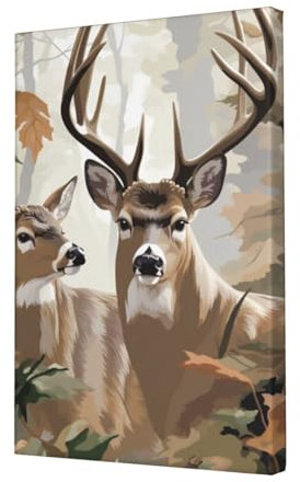 YKLJG Camouflage-Hirsch_1, gedruckte Wandkunst, Leinwanddruck, 30 x 45 cm, Holzrahmen, Gemälde, Kunstwerk für Schlafzimmer, Küche, Zuhause, Büro