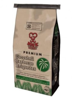 Big K Products 4kg Coconut Shell Charcoal Briquettes CONUTB04-AMZ-10PK, Made From Waste Coconut Shell, Ideal For Home BBQ, 3 Hours Cooking Time, High Heat, Sustainable BBQ Fuel - 10, 4kg Bags