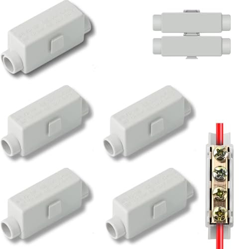 5 connettori passanti, 2 poli, 100 A, 1000 V, morsettiera doppia per cavi da 2,5 a 16 mm², morsetto di derivazione principale in ABS, alloggiamento per plafoniere, interruttore, installazione