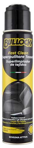 Bullock Car Care Fast Clean Superpulitore Tessuti – Spray Schiuma Attiva Smacchiante per Sedili, Moquette e Tappetini Auto, Pulizia Profonda e Igienizzante con Spazzola Integrata, Fresco Profumo 400ml
