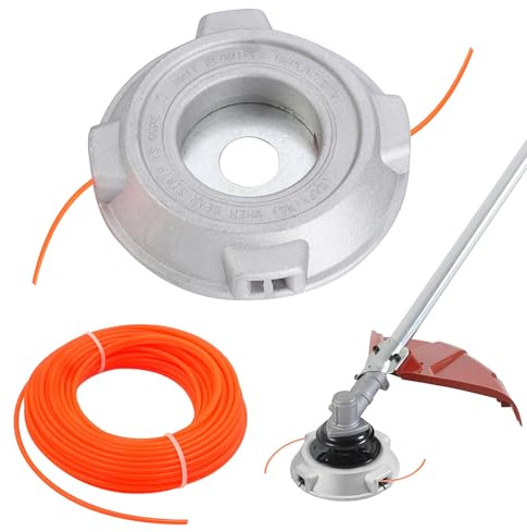 dellyy Cabezal Universal Desbrozadora, Cabezal Desbrozadora con Cabezal de Línea 2.4mm x 30m, Accesorios Cortacésped, Cabezal Aluminio Desbrozadora, Cabezal Desbrozadora Hilo