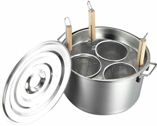 MRKU Multifunktionaler Suppentopf mit Sieb, Werkzeug zum Kochen von Nudeln mit Körben, Edelstahl-Küchenzeile mit 3 Löchern für Sieb, Topf für Nudelbrühe, Gnocchi