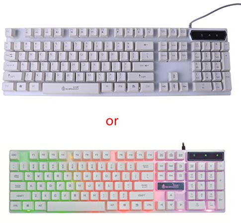 Clavier filaire USB rétroéclairé coloré pour ordinateur avec bouton flottant arc-en-ciel