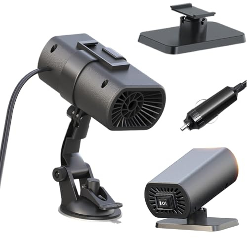 Nbbwwu 12 V Heizung, Defogger mit Lüfter, 2-in-1-Auto-Heizung mit Saugnapf-Halterung, für Fahrzeug, Fenster, Winter, Wind, Innenraum