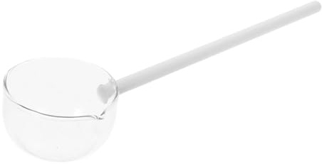 CIYODO High Borosilicate Glass Tea Scoop Long Handheld Decorative Spoon for Stirring Tea Soup and Sauces Japanese Style Glass Ladle for Kitchen Use and Heat-Resistant Serving Utensil