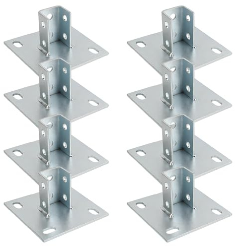 8 Pcs Strut Post Base, 4 Holes Square Mount Base 6 x 6 Base for 1-5/8 Single Strut Channel Ground Floors Mount Strut Channel Unistrut Bracket(8)