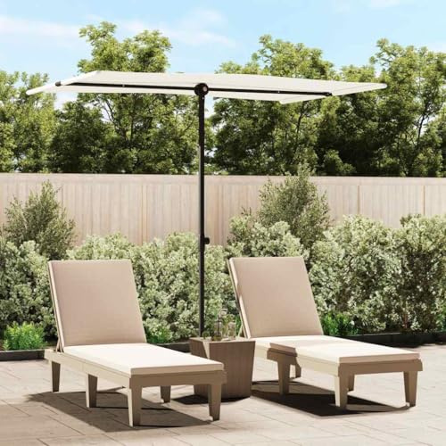 Holamys Parasol rectangulaire avec mât en aluminium - 2 x 1,5 m - Blanc sable - Protection UV - Hauteur réglable - Pivotant à 180° - Pour terrasse, piscine, balcon