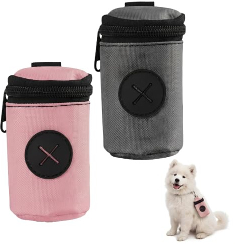 2 Pcs Dog Poop Bag Holder,Poo Bag Dispenser,Poo Bag Holder for Dogs Lead,Dog Waste Holder,Portable Dog Waste Carrier with Hook Clip,Lightweight Mini Hands Free Poop Bags Holders for Walking & Hiking