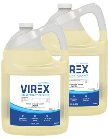 VIREX Diversey CBD540557 All Purpose Disinfectant Cleaner, Multi Surface Cleaning for Home and Commercial Use, Ready to Use Formula in Refill Size, Lemon Scent, 1 Gallon (Pack of 2)
