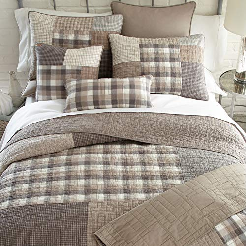 Donna Sharp King Quilt - 1 Piece - Smoky Square Cotton Contemporary Quilt with King Quilt