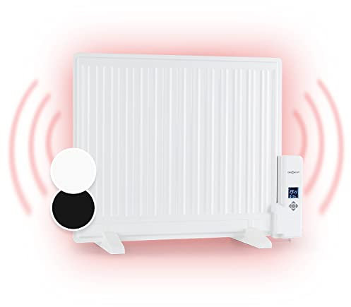 oneConcept Wallander - Ölradiator, Ölheizung, elektrische Heizung, Thermostat stufenlos regelbar, Wochen-Timer, LED-Display, ultraflach, Stand- oder Wandmontage, 600 Watt Heizgerät, weiß