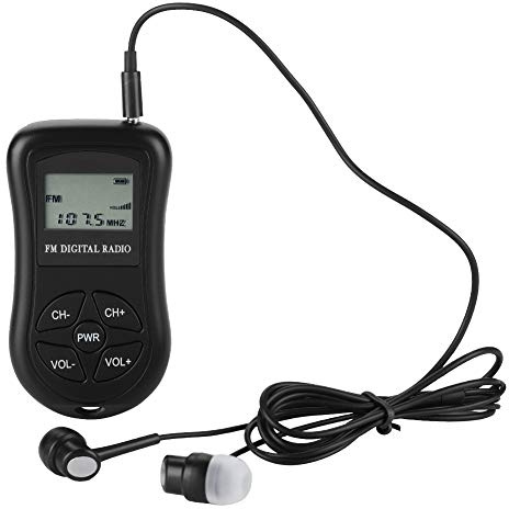 Radio FM digital portátil, pantalla LCD Mini radio digital personal con auriculares Radio digital portátil con cordón,radio portátil portátil de bolsillo con auriculares, radio personal para deportes