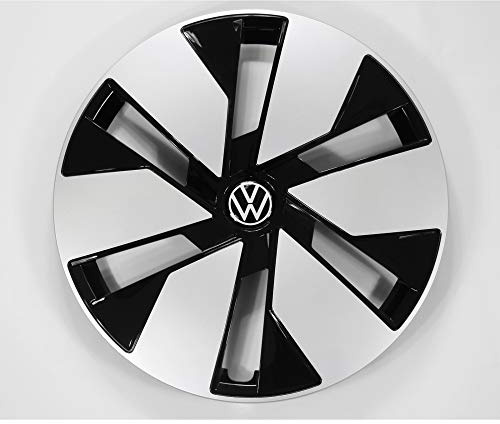Volkswagen 10A601147BWZG Radkappe (1 Stück) Radzierblende 18 Zoll Stahlfelgen Radblende, schwarz/silber