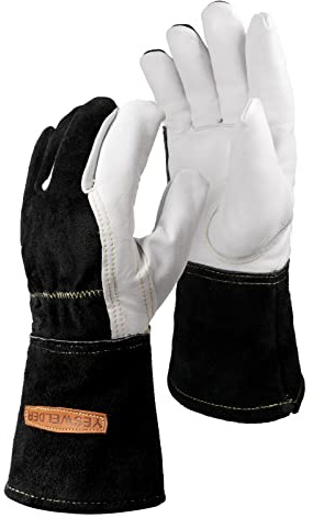YESWELDER Premium Goatskin TIG Welding Gloves | Top Grain Leather | High Dexterity |True - Fit-XL