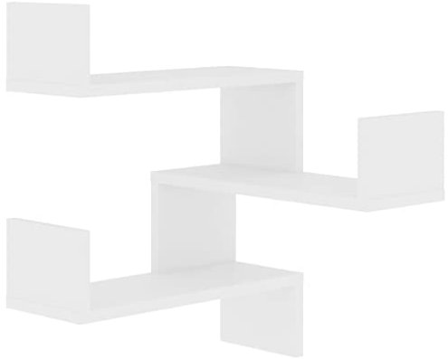 vidaXL Wand Eckregal Bücherregal Wandregal Hängeregal Regal Küchenregal Schweberegal Dekoregal Wohnzimmer Weiß 40x40x50cm Holzwerkstoff