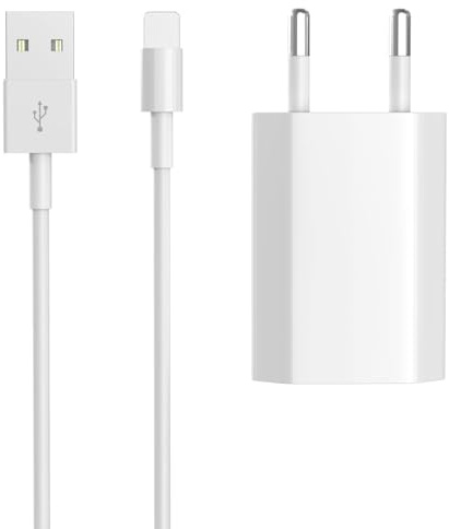 Newding Chargeur pour iPhone 11 XR SE 8 7, 5W Prise USB Câble 1.5M | 5W Prise USB Adaptateur Secteur avec Câble 1.5M Compatible avec iPhone 11, XR, SE, 8, 7, 10, SE 2022, SE 2020, X, 8 Plus, 6s