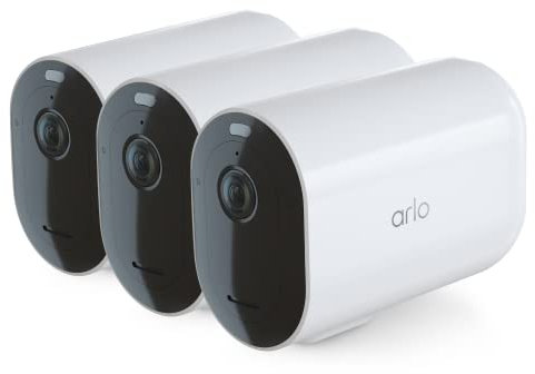 Arlo Pro 4 XL Security Camera Outdoor, 2K, Wireless CCTV, 12-Month Battery, Colour Night Vision, 2-Way Audio, Built-in Siren, No Hub Needed, 3 Cam Kit, Free Trial of Arlo Secure Plan, White