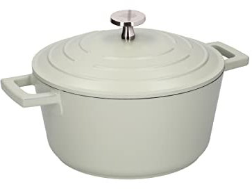 Masterclass Cocotte Ronde 2.5L avec Couvercle en Fonte D'Aluminium, Vert Menthe