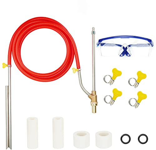 Pressure Washer Sandblasting Kit, 5000 PSI Wet Sandblaster Attachment with Replacement Nozzle Tips and Goggle, 1/4 Inch Quick Disconnect
