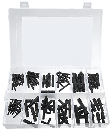 X AUTOHAUX 113 Pcs Automotive Car Vacuum Tubing Hose Connector Assortment Kit Tee Straight Reducer Vacuum Line Pipe Fittings