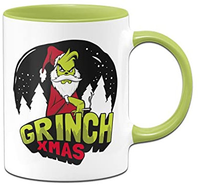 Tassenbrennerei Tasse mit Spruch - Grinch Xmas - Weihnachtstasse lustig - Kaffeetasse als Geschenk (Hellgrün)