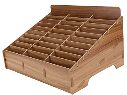 Gogogmee 1Stück Holz Handy mit Fächern Multigitter Handy Management Box für Schule Büro und Zuhause Kabelorganizer und Stifthaltebox für Ordnung Dem Schreibtisch