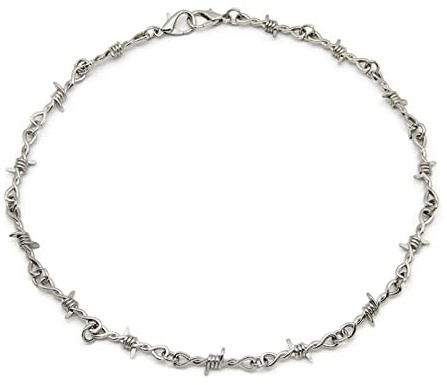 Collier Pendentif Petit Fil Ronces Fer Unisexe Collier Ras du Cou Femmes Hip Hop Gothique Style Punk Fil De Fer Barbelé Petites Épines Chaîne Choker Cadeaux Bijoux Cadeaux d'anniversaire