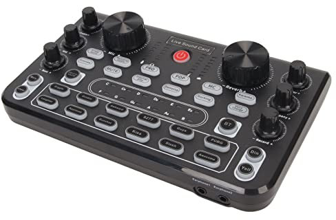 Tarjeta de Sonido en Vivo, Cambiador de Voz con Reducción de Ruido Bluetooth con 8 Efectos de Sonido, 16 Efectos Especiales, Tablero Mezclador de Sonido para Teléfonos, PC,