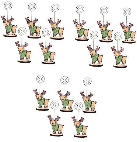 ABOOFAN 3sets Lebendige Elch Muster Weihnachten Zeichen Tisch Zeichen Ornamente Hinweis Karte 5 Stücke * 3