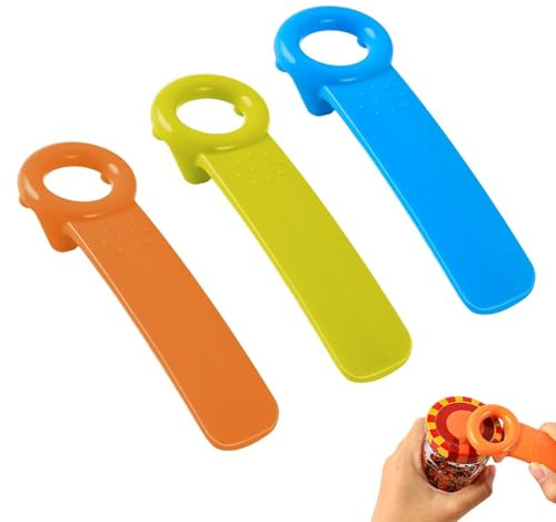 3 delar burköppnare, burklocksöppnare, enkel ölöppnare locköppnare för skruvburkar, för äldre personer, barn, kvinnor, svaga händer (blå, orange, grön)