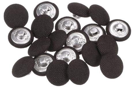 QUARKZMAN 20 Stück Knöpfe mit Stoffüberzug 15mm Runder Metallschaft Ösen Stoffknöpfe mit Stoff bezogen Nähknöpfe Vintage Ösenknöpfe für Anzüge Kleider Blusen Bastel DIY, Braun