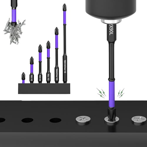 Luckinwish Improved Non-slip Shockproof Drill Bits,D1 Anti-Slip And Shock-Proof Bits With Phillips Screwdriver Bits,Upgraded High Hardness and Strong Magnetic Bit (6Pcs/Set)