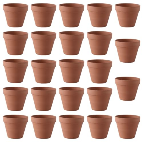 Xreuctop 24 Vasi in Terracotta 5,5 x 5 cm - Piccoli Con Foro di Scarico per Fai Da Te - Mini Vasi Da Fiori per Interni ed Esterni