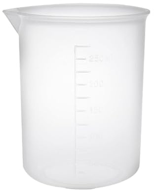 TOP-VIGOR 250ml Plastic Measuring Cups, Transparent Lab Graduated Beakers Liquid Measuring Cups, Heat Resistant Measuring Jugs Mixing Cups for Baking Cooking Lab