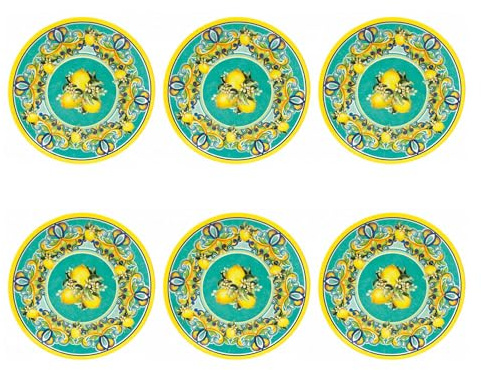 BRANDANI Piatto Piano Citrus in Melamina 27cm Set 6 Pezzi Servizio Tavola