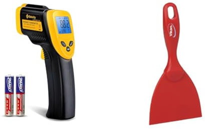 Etekcity Infrarot Thermometer -50 bis +610°C, Digital IR Pyrometer berührungslos Temperaturmessgerät & Rechte handschraper, breed polypropyleen 102 x 18 x 210 mm