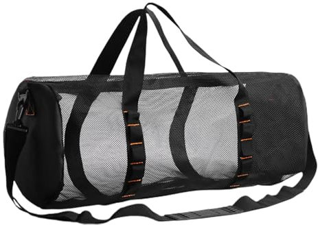Netz-Turnbeutel – Netz-Tauchtasche, Schnorchelausrüstungstasche, zylindrisches Scuba-Tasche, Netz-Design mit verstellbarem Riemen, große Kapazität, Turnbeutel, multifunktionale Schnorchelausrüstung