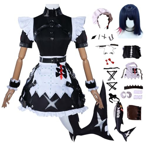 bi bi hou Zenless Zone Zero Ellen Cosplay Kostüm mit Perücke und Schwanz Zenless Zone Zero Cosplay Verkleidung Ellen Joe Uniform Halloween Karneval Party Bühnenauftritt Kostüm Erwachsene