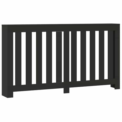 vidaXL Heizkörperverkleidung, Heizungsverkleidung Modernes Latten-Design, Heizkörperabdeckung für Wohnzimmer, Heizungsabdeckung, Schwarz 149x20x82cm Holzwerkstoff