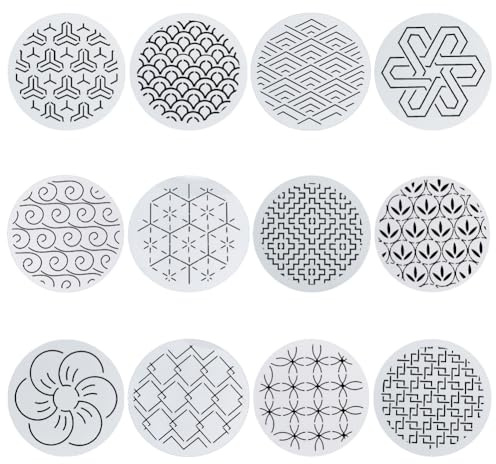 FREEBLOSS 12 Stück 15x15cm Große Sashiko Schablonen Aus Kunststoff Zeichenlinienvorlage Zum Handquilten Japanische Traditionelle Muster PET Vorlagen Stickschablonen Für Liebhaber Des Handnähens