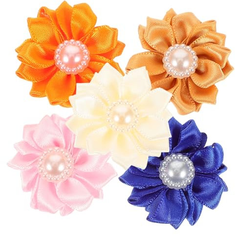 VILLCASE 40 Stk DIY dekorative Blumen Material für Kopfbedeckungen Haarnadelanhänger kinder handgemachte handmade Stickerei-Ornament-Set Schal Blumendekor Stoff