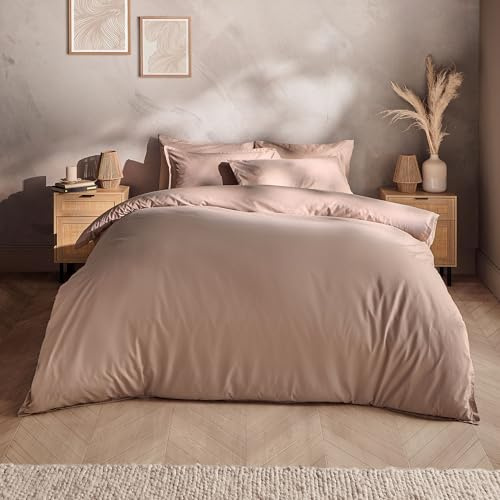 Silentnight Washed Cotton Rich Duvet Set - Soft & Comfortable Touch - Luxurious Oxford Edge Border with Button Fastening - Modern Linen-Look Quilt Cover + Pillowcase Bed Set, Double, Beige Natural