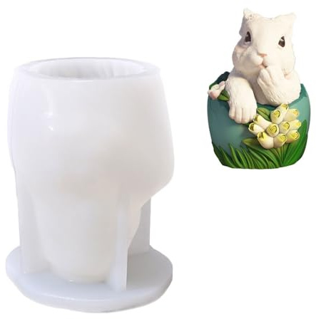 Easter Egg Mould, Silicone Bunny Casting Mold Cute 3D Rabbit Candle Mould for Resin DIY Craft Home Decorate